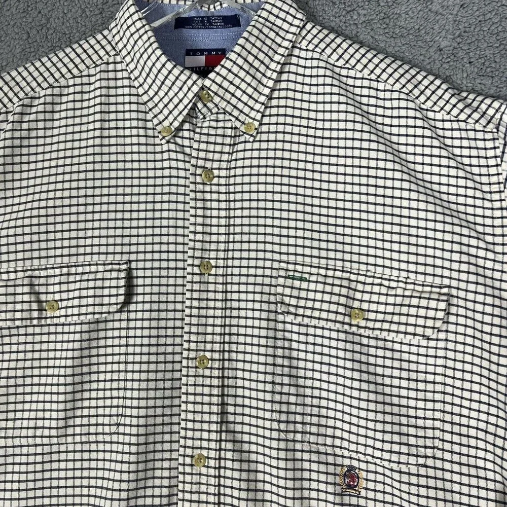 Tommy Hilfiger Mens X-Large Long Sleeve Shirt Blue Plaid Gingham Button Down XL - Picture 3 of 8